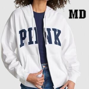 Victoria’s Secret PINK Limited Edition Varsity Blue & White Full Zip Hoodie - MD